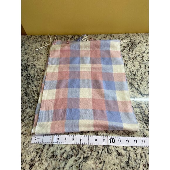 Renshun Pastel Gingham Fringe Scarf 68"x13" Cottagecore Soft Girl - Picture 5 of 7